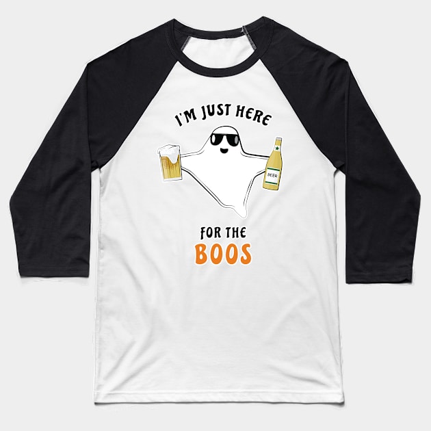 I'm Just Here For The Boos - Funny Halloween Ghost Baseball T-Shirt by DesignWood Atelier